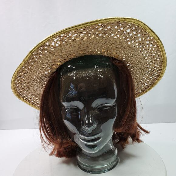 NWT Whittall & Shon Straw Hat Sun Derby Formal Gold Knotted Wrap - Picture 5 of 9